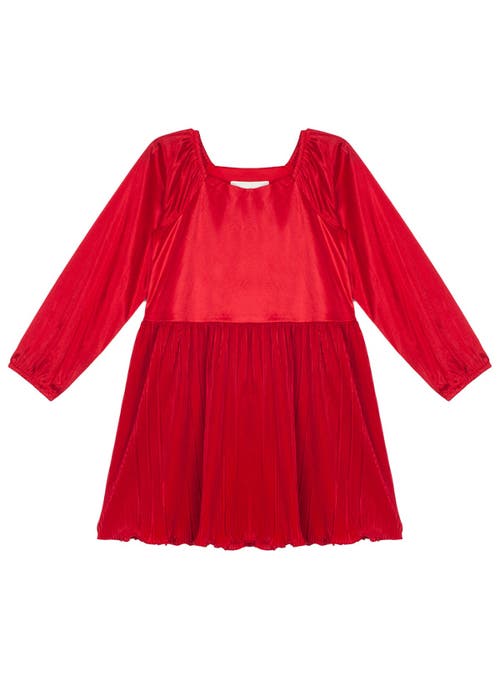 Isobella & Chloe Kids' Isobella And Chloe Girls' Merry 'n Bright Red Velvet Long-sleeve Holiday Dress.