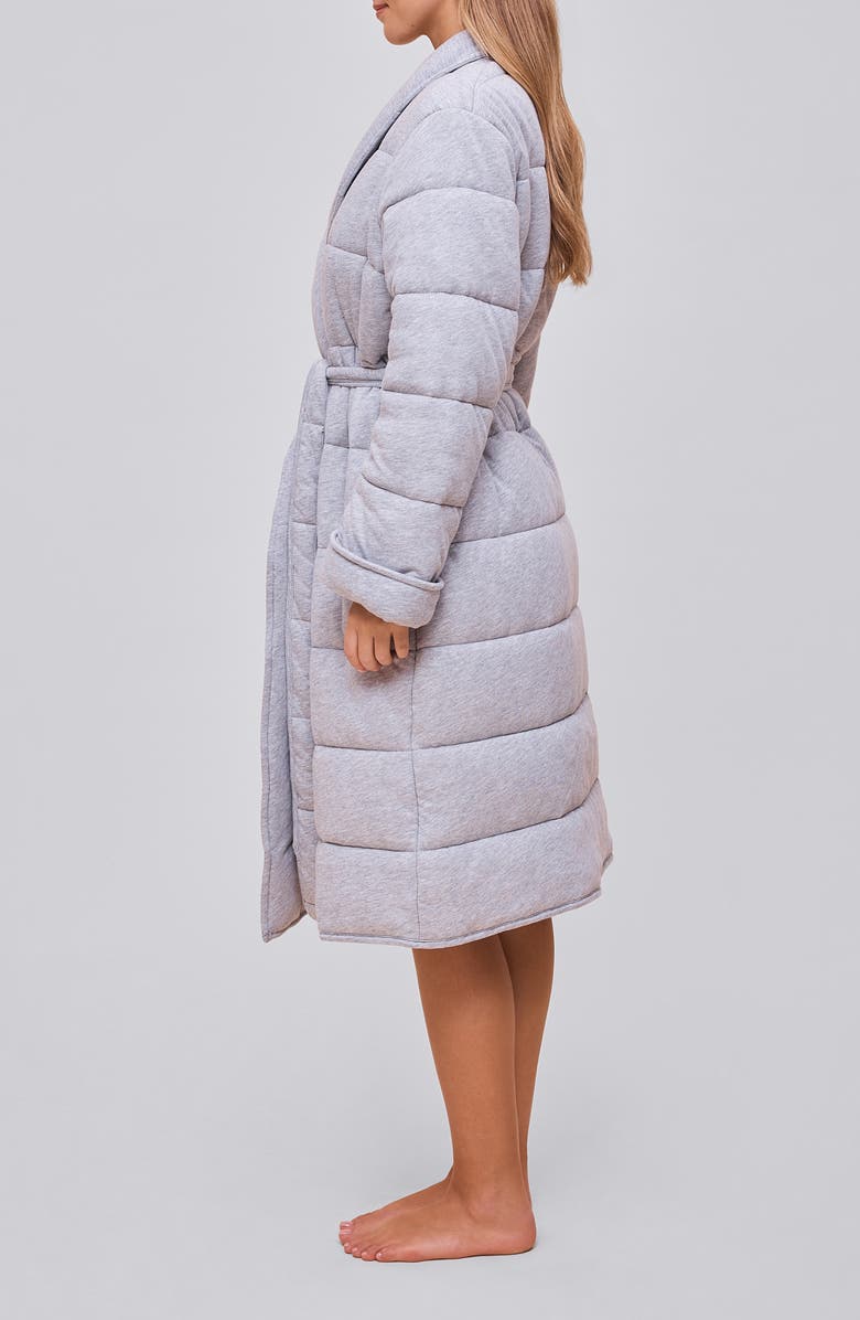 Papinelle Cuddle Puffa Quilted Cotton Midi Robe, Alternate, color, Grey