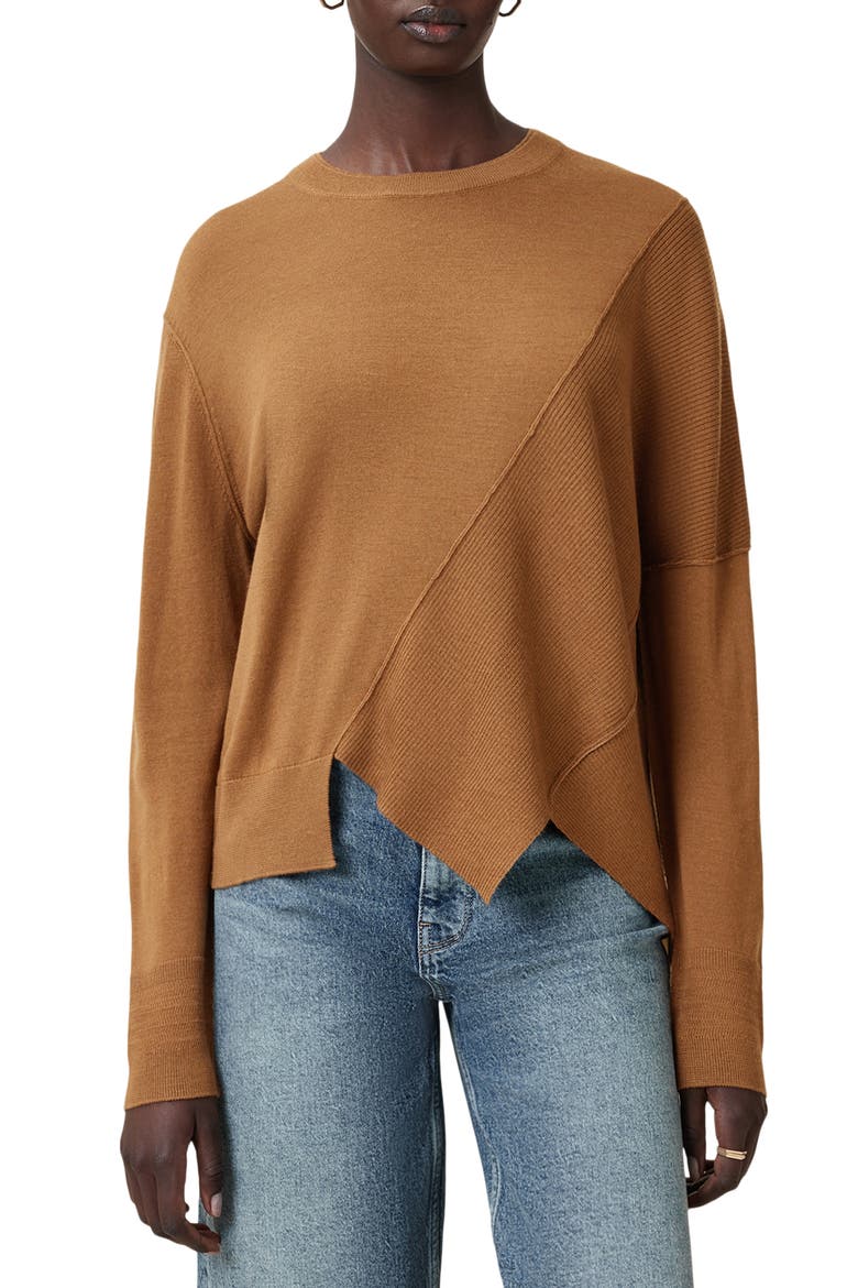 Isla Asymmetric Sweater, Main, color, CARAMEL BROWN