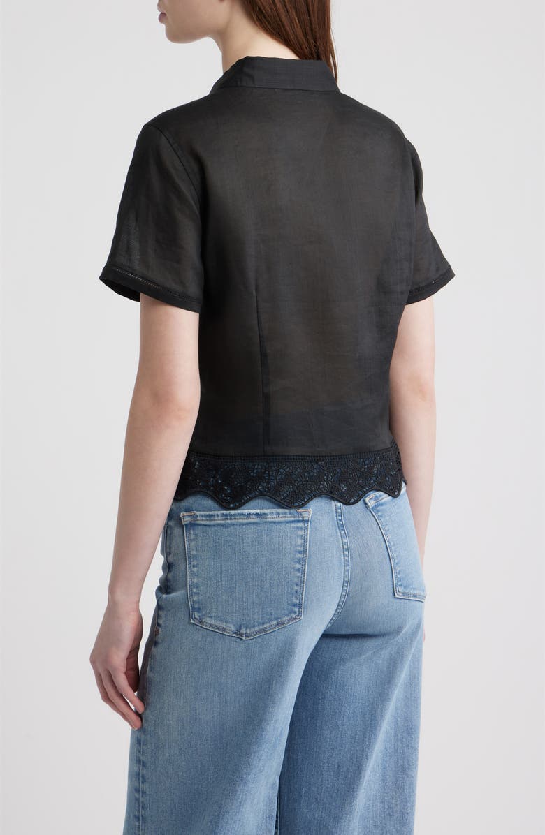 FRAME The Embroidered Seaside Ramie Button-Up Top, Alternate, color, Black