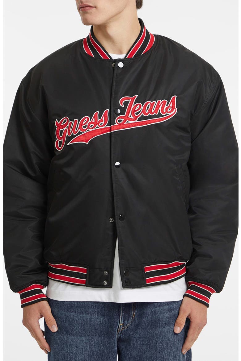 GJ Patch Bomber Jacket, Main, color, BLACK