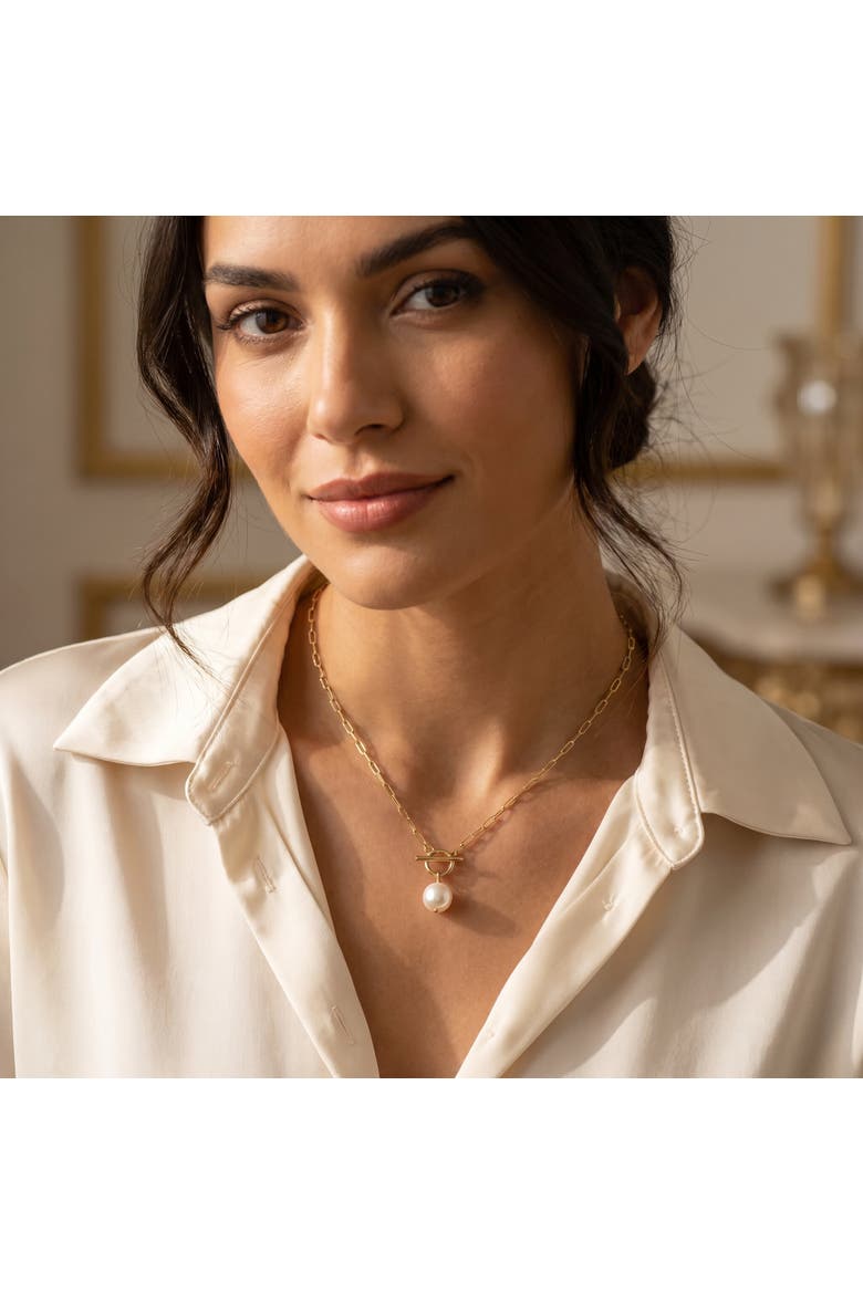 18k Gold Plated Fresh Water Pearl Cassis Necklace 18.5", Alternate, color, 18k Yellow Gold