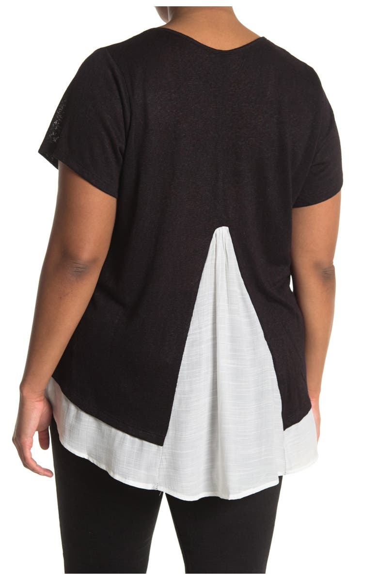 Bobeau Caty Slub Knit Mixed Media T-Shirt, Alternate, color,