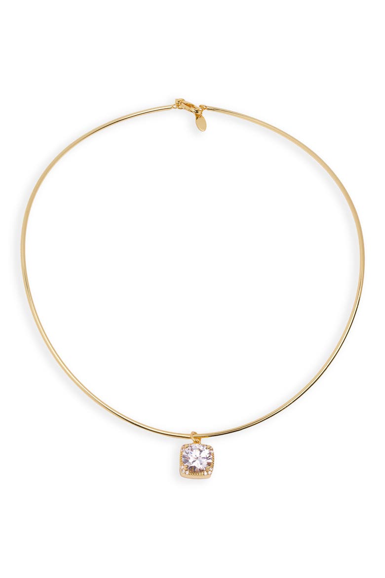 Bezel Cubic Zirconia Pendant Necklace, Main, color, GOLD