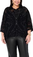 Vince Camuto Velvet Burnout Sheer Button-Up Shirt