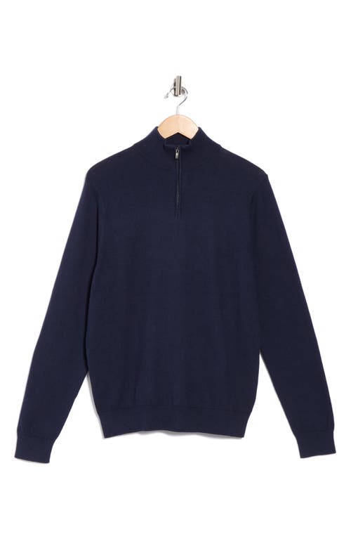 14th & Union 14th And Union Cotton Cashmere Quarter Zip Trim Fit Sweater In Blue
