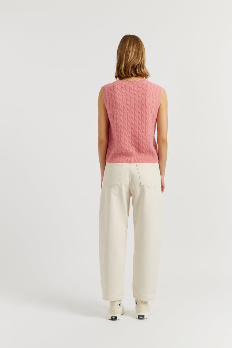 Pure Cashmere Cabled Tank, Alternate, color, Salmon