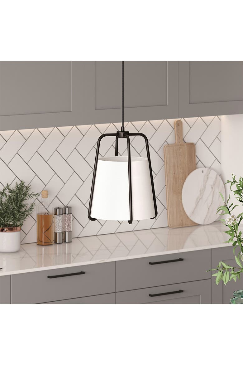 Marduk Contemporary Fabric Pendant Blackened Bronze Finish, Alternate, color, BLACK