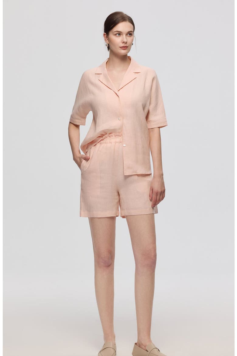 Hemp Pull-on Shorts, Alternate, color, Peach