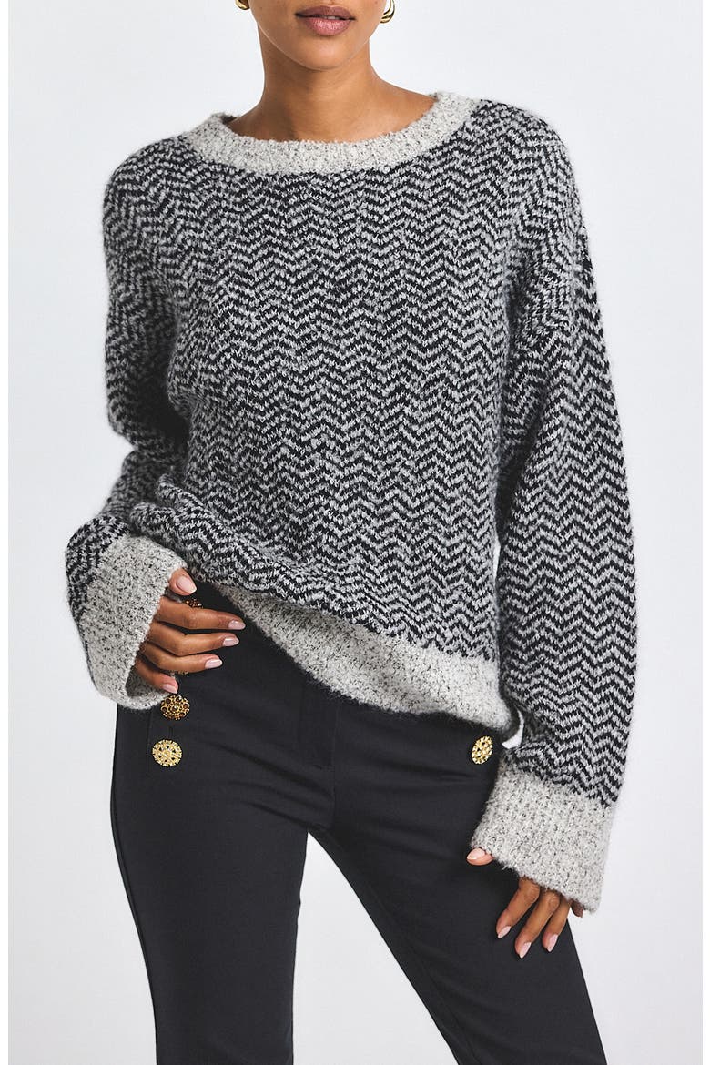 Astrid Chevron Stripe Sweater, Main, color, IVORY/ BLACK