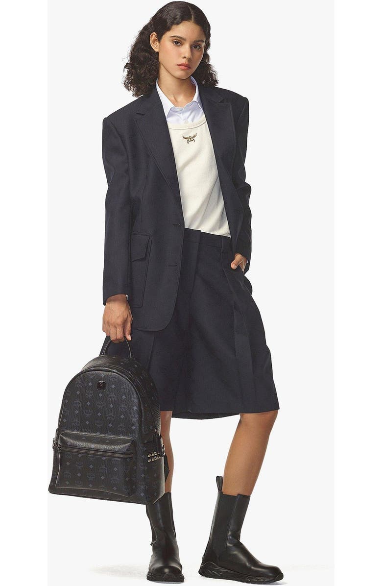 MCM Medium Stark Side Studs Backpack in Visetos, Alternate, color, Black