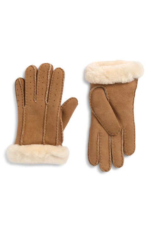 Classic Perforated Genuine Shearing Sheepskin Gloves