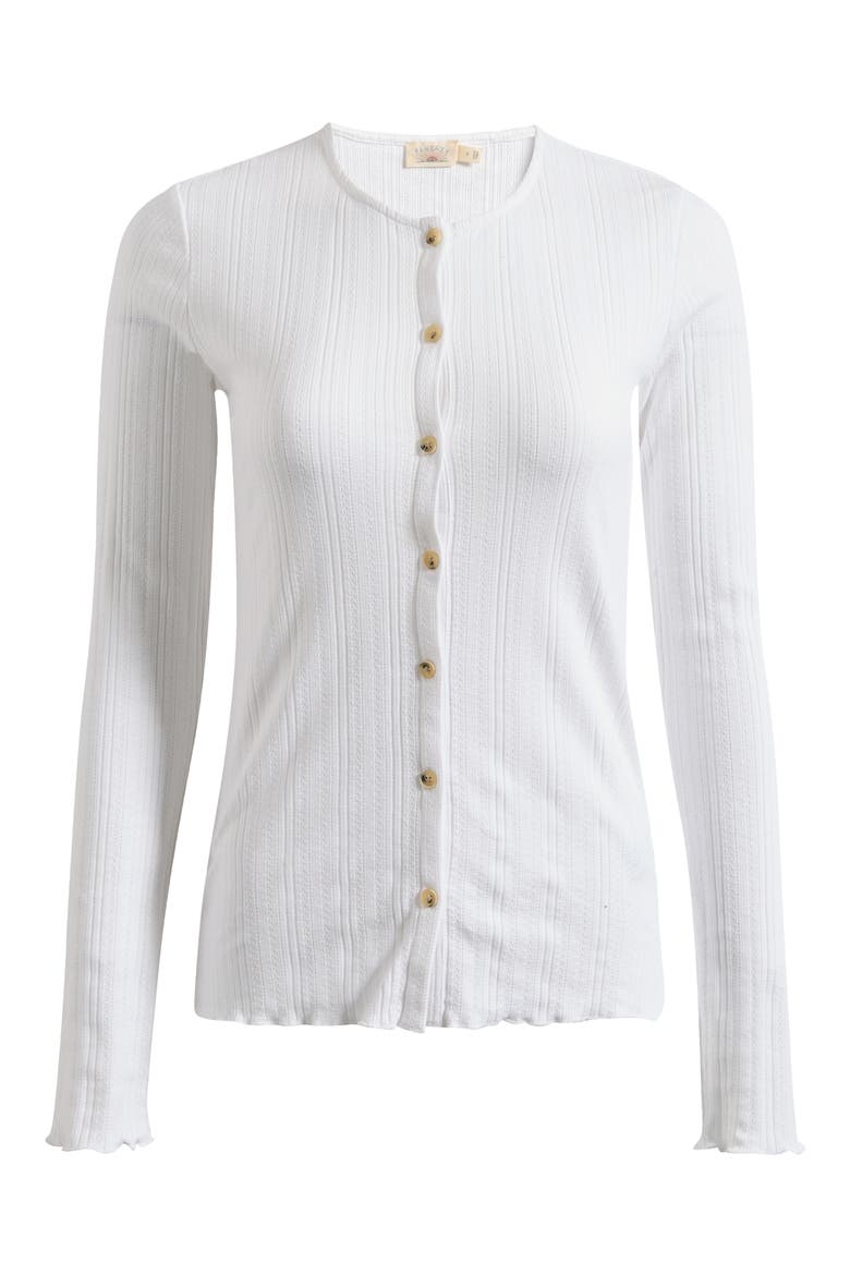 Paradise Organic Cotton Blend Pointelle Cardigan, Alternate, color, WHITE