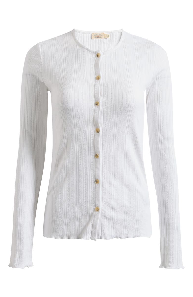 Faherty Paradise Organic Cotton Blend Pointelle Cardigan, Main, color, White