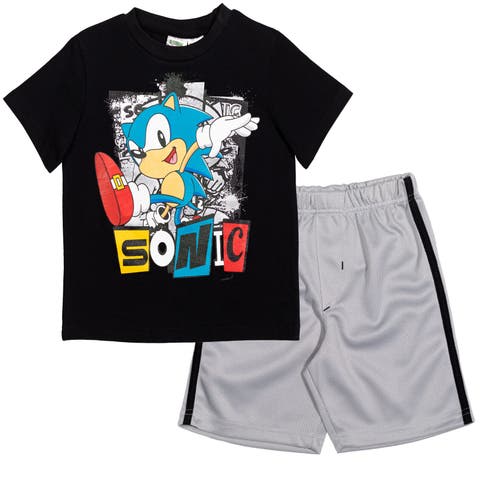 Allover Print Short Sleeve Graphic T-Shirt and Tricot Short Outfit