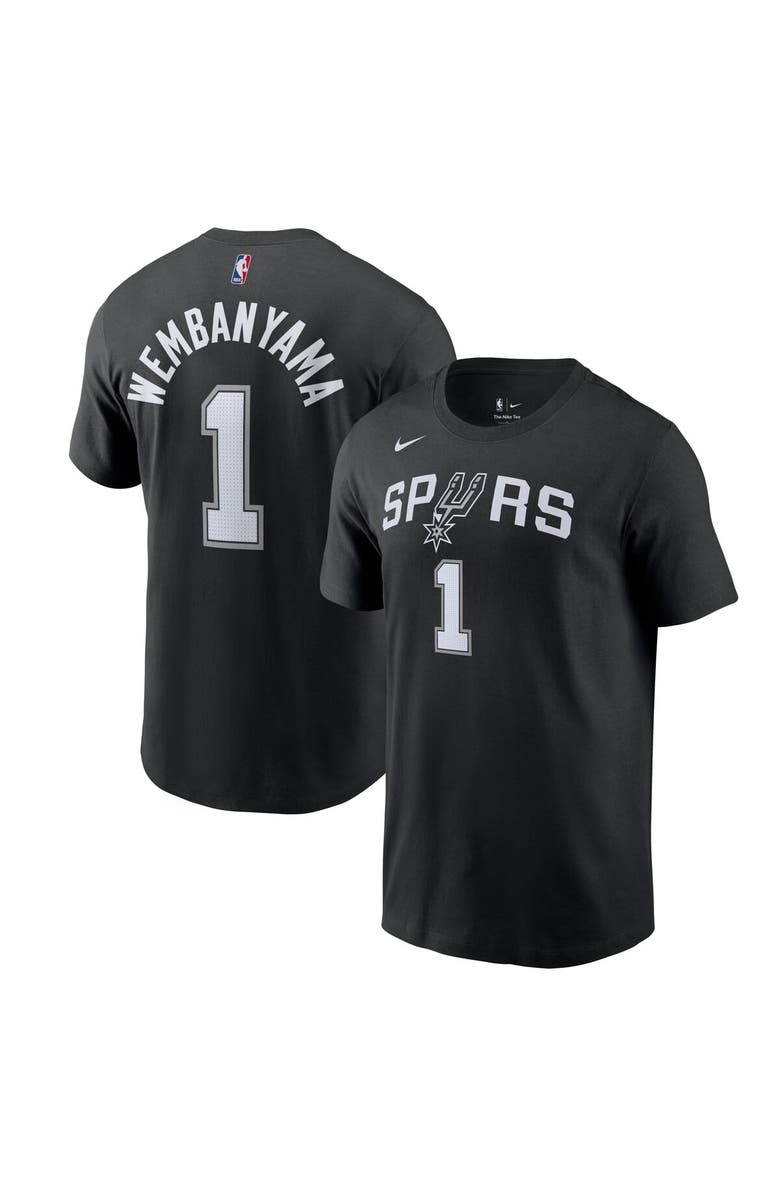 Nike Men's Nike Victor Wembanyama Black San Antonio Spurs Icon 2022/23 Name & Number T-Shirt, Main, color, 