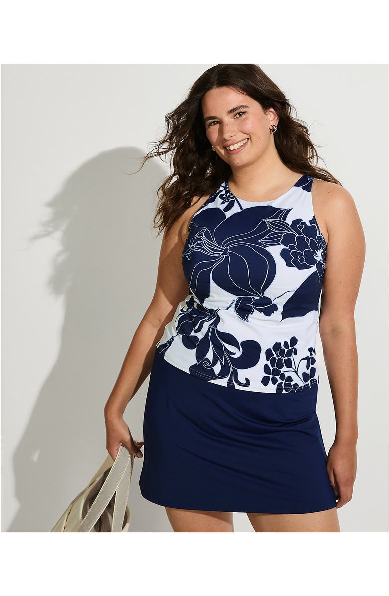 Lands' End Plus Size DD-Cup Tugless High Neck Strappy Back Tankini Swimsuit Top, Alternate, color,