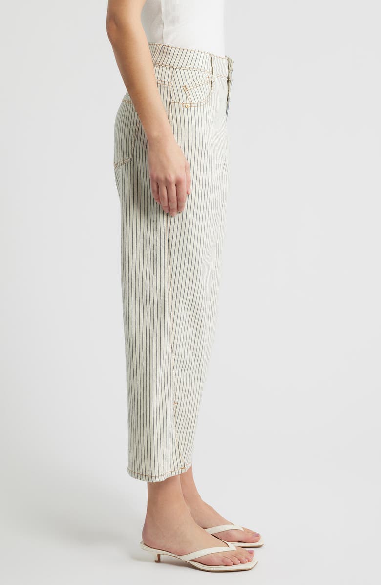 Wit & Wisdom Sam Stripe High Waist Ankle Wide Leg Jeans, Alternate, color, Blanched Almond/ Navy