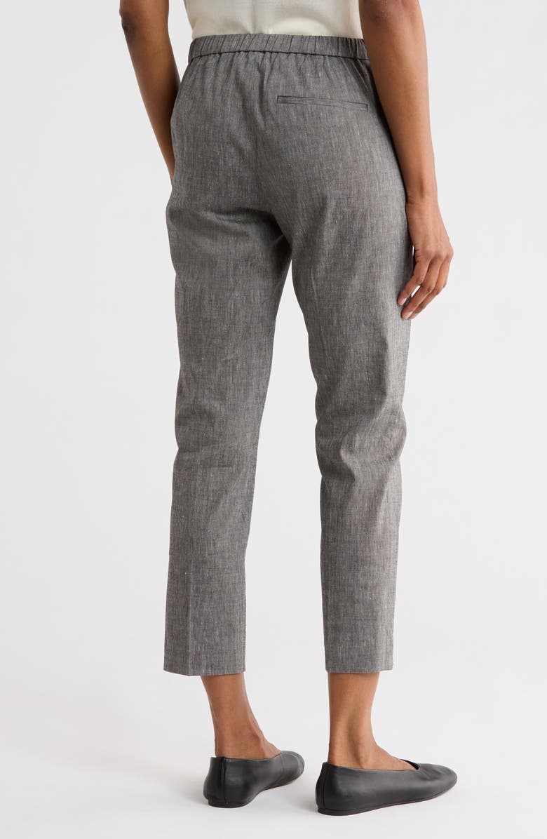 Theory Treeca Linen Blend Crop Pants, Alternate, color, Black Melange