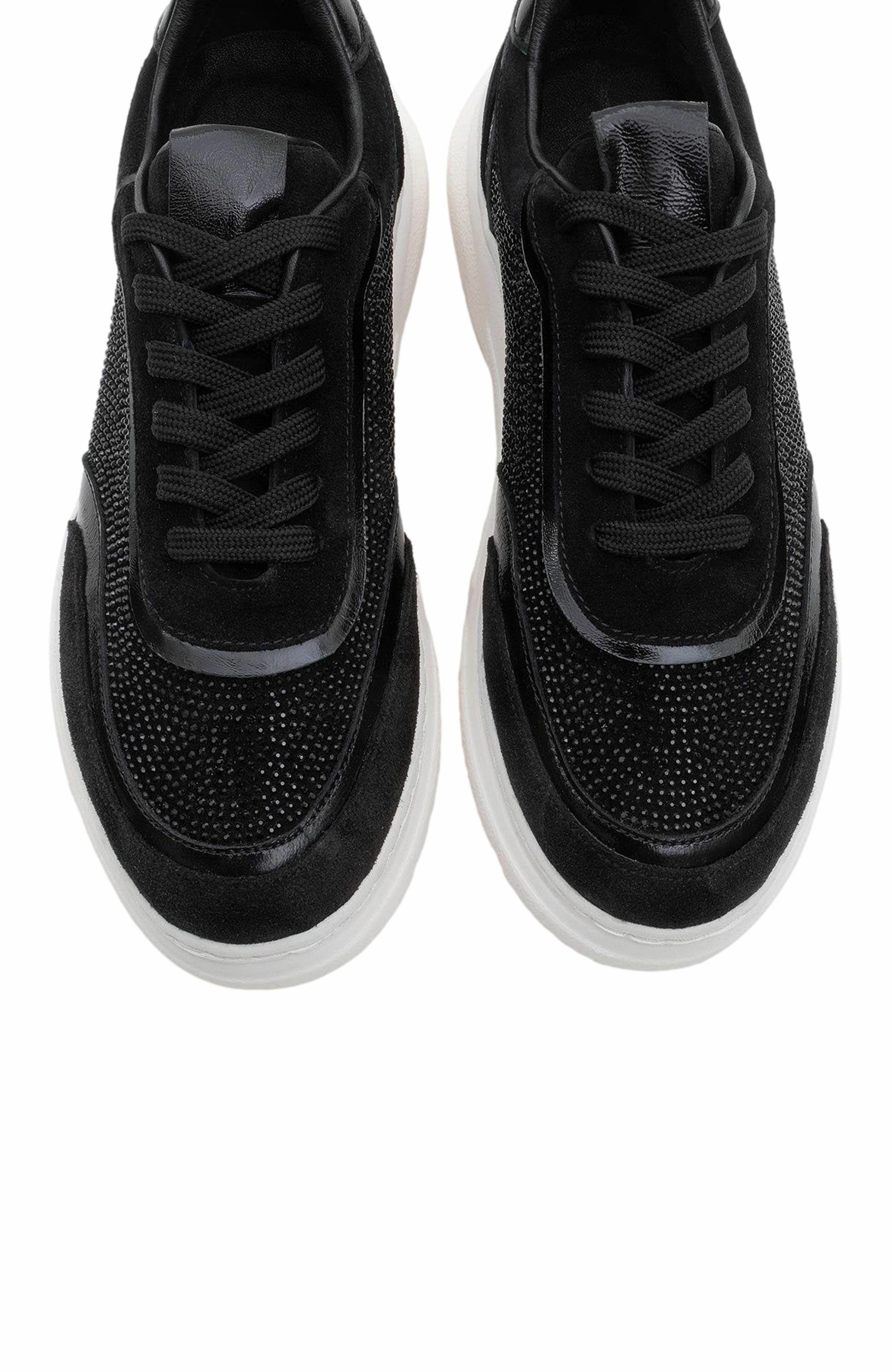 Forever & Always Shoes Polly Rhinestone Suede Leather Platform Sneakers, Alternate, color, 