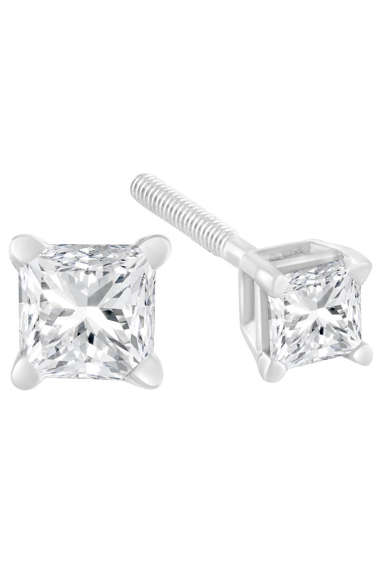 AGS Certified 18K White Gold 1.0 Cttw Diamond Stud Earrings, Alternate, color, White