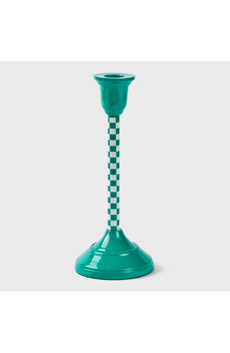 Mela Artisans Jade Mint Checkered Candlesticks, Main, color, Jade Mint - 9"