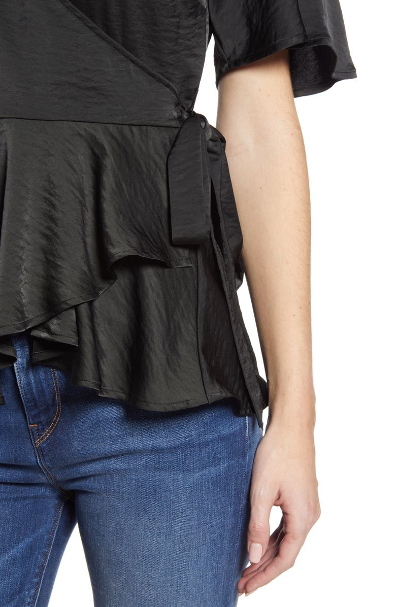 Bobeau Angel Flutter Sleeve Wrap Blouse, Alternate, color, 