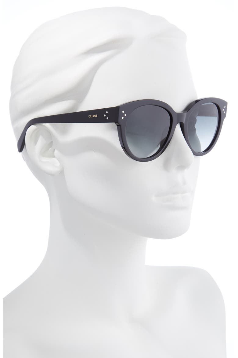 54mm Gradient Round Sunglasses, Alternate, color, SHINY BLACK/ SMOKE