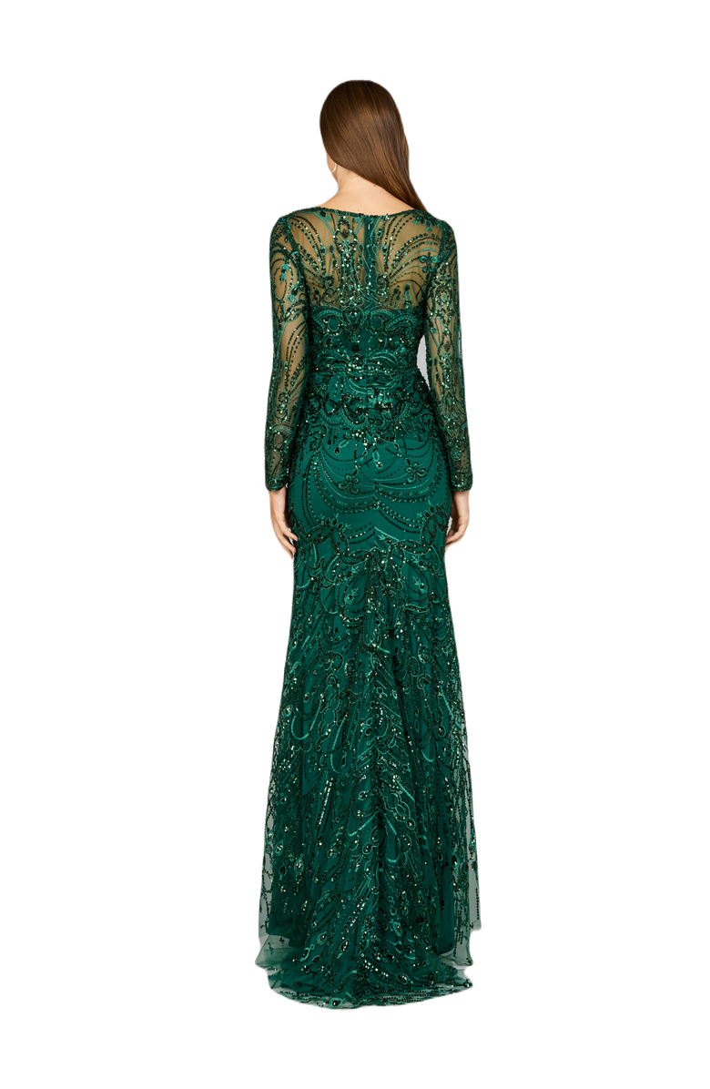 LARA New York Long Sleeve Lace Gown, Alternate, color, Green