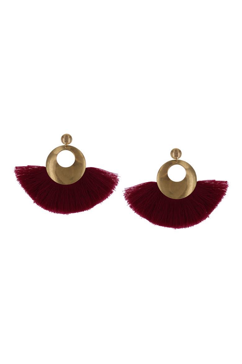 Alba Fringe Hoop Earrings, Main, color, GOLD/ FUCHSIA