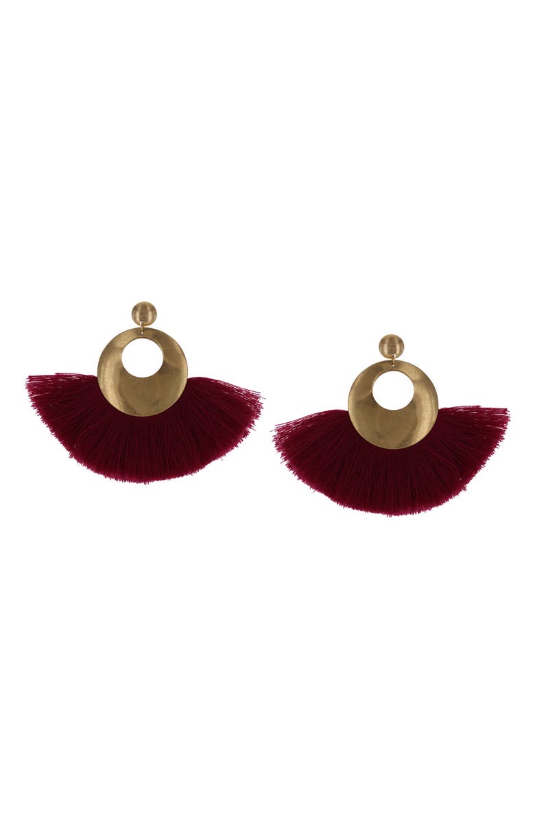 OLIVIA WELLES Alba Fringe Hoop Earrings, Main, color, Gold/ Fuchsia