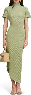Cult Gaia Chrysta Turtleneck Rib Midi Sweater Dress