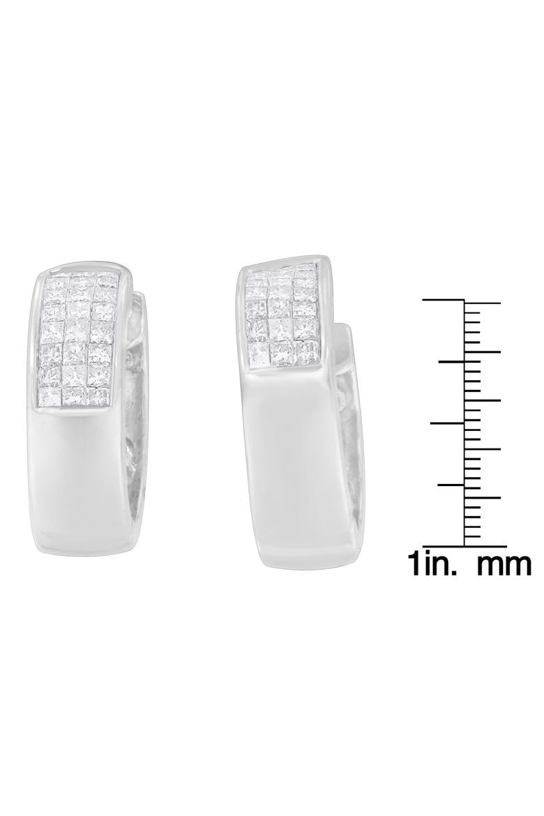 14K White Gold 1 1/8 cttw and Cut Diamond Huggie Earrings, Alternate, color, White