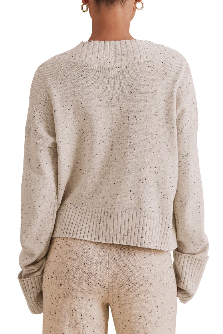 Haven Tweedy V-Neck Sweater, Alternate, color, PALE OAK BEIGE HEATHER