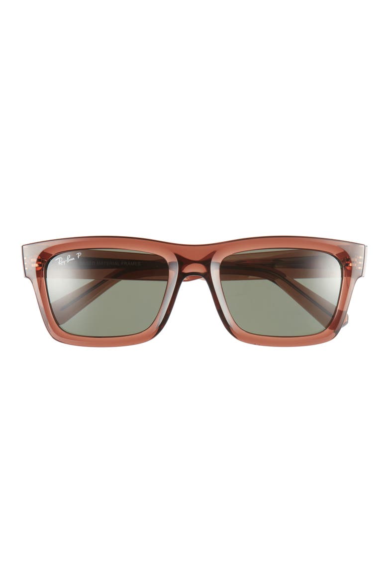 Warren 54mm Polarized Rectangular Sunglasses, Main, color, BROWN/ GREEN