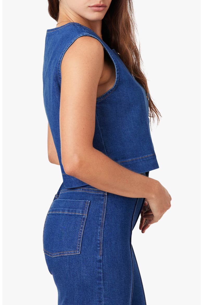 Button Front Denim Vest, Alternate, color, CORNFLOWER BLUE