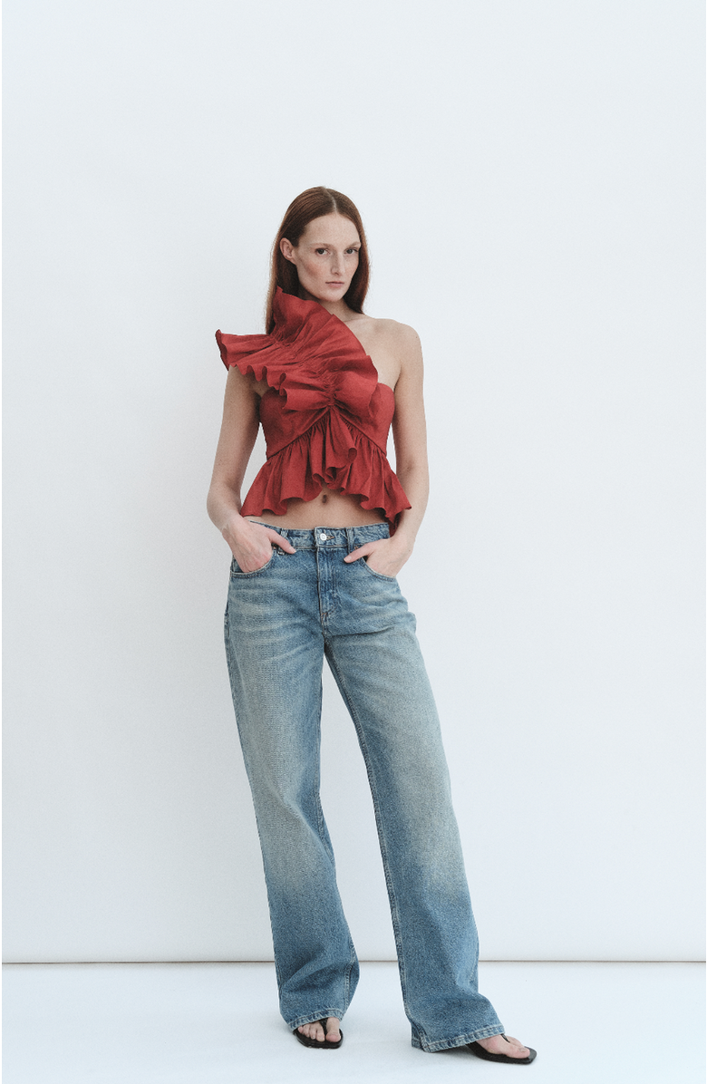 Madeline Marie Juliette Blouse Taffeta, Alternate, color, Chianti