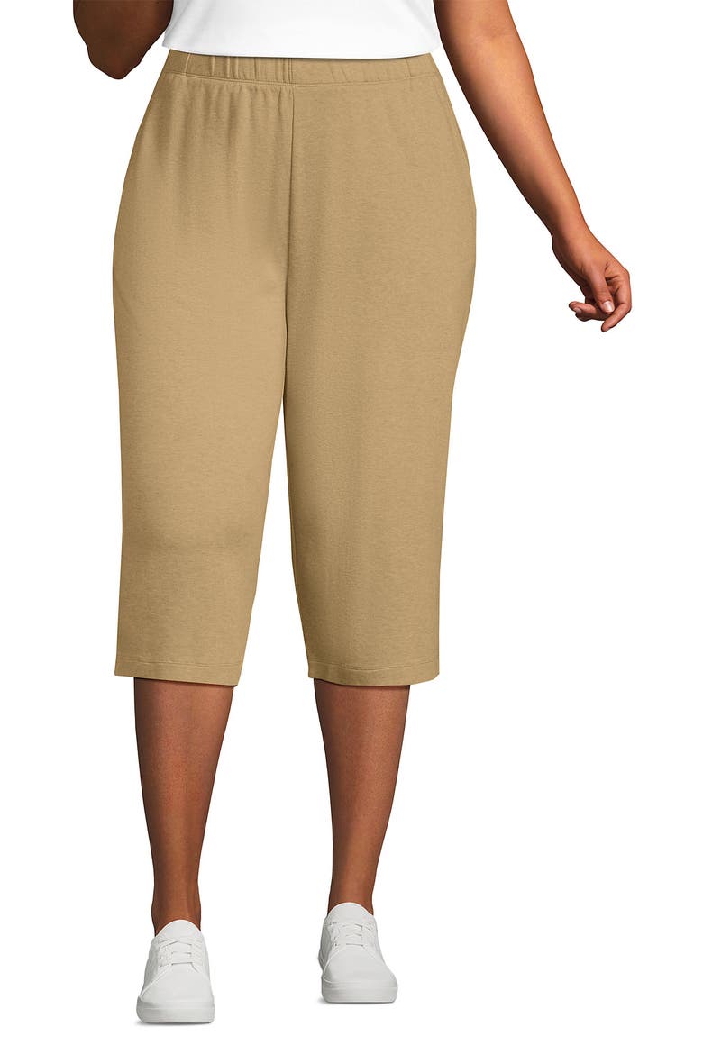 Sport Knit High Rise Elastic Waist Capri Pants, Main, color, French Pecan Heather