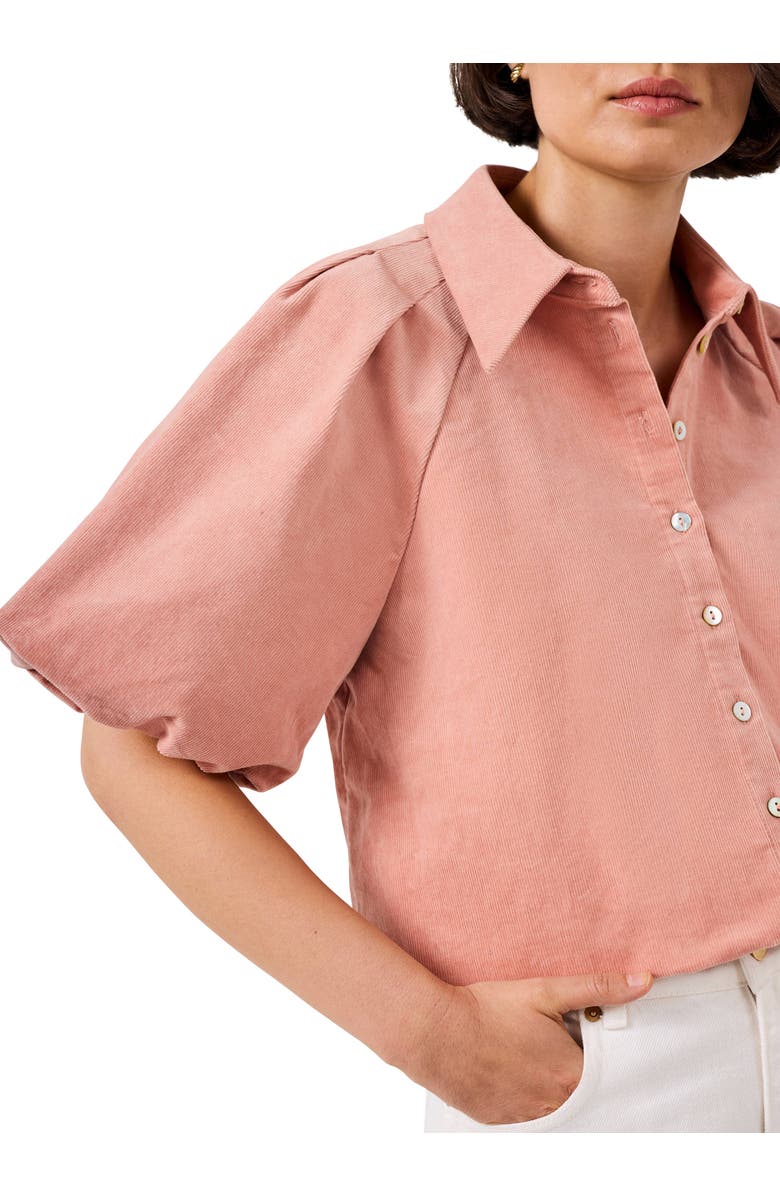 MINT VELVET Corduroy Puff Sleeve Shirt, Alternate, color, Pink