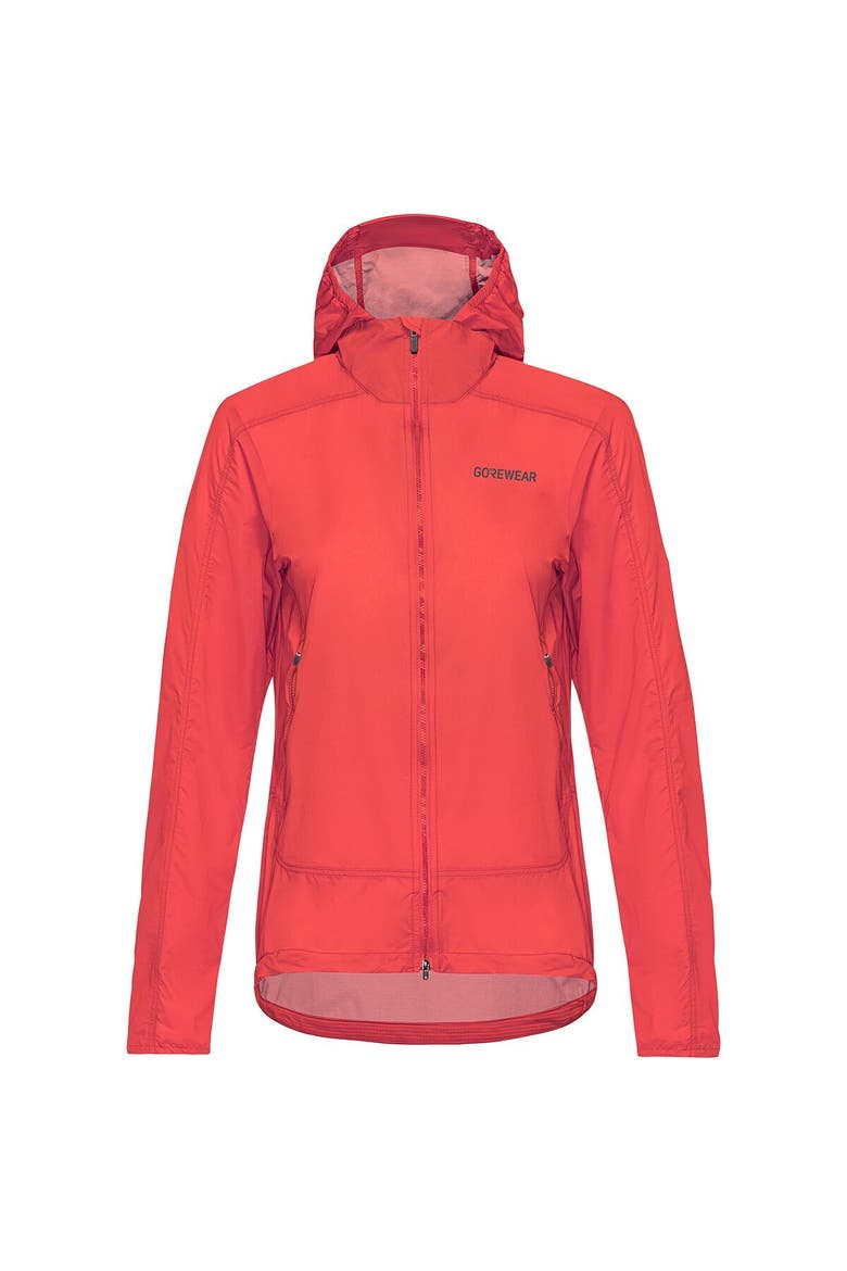 Fernflow Hooded Windbreaker - Women's, Main, color, Coral Red