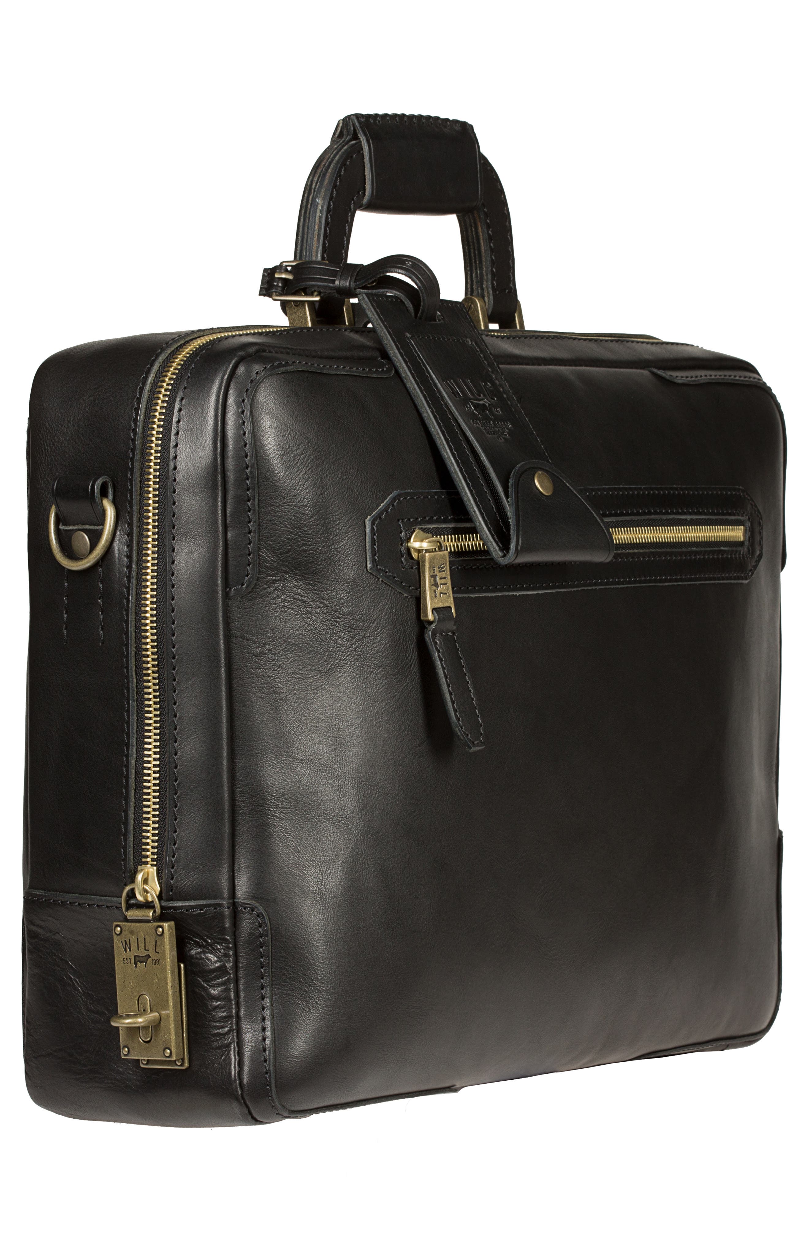 Will Leather Goods The Continental Leather Briefcase, Alternate, color, Black