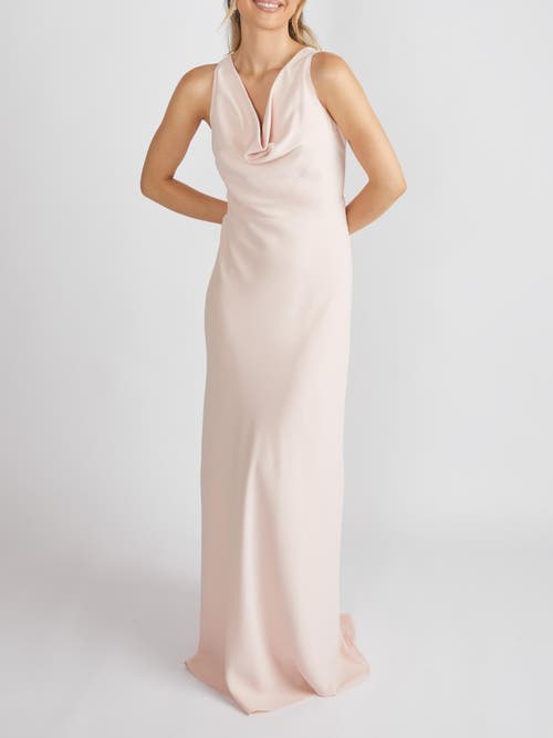 Six Stories Cowl Front Crepe Bridesmaid Dress In Neutral