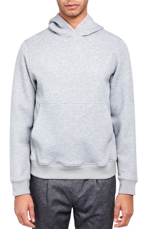 Slim Fit Solid Quilted Knit Hoodie