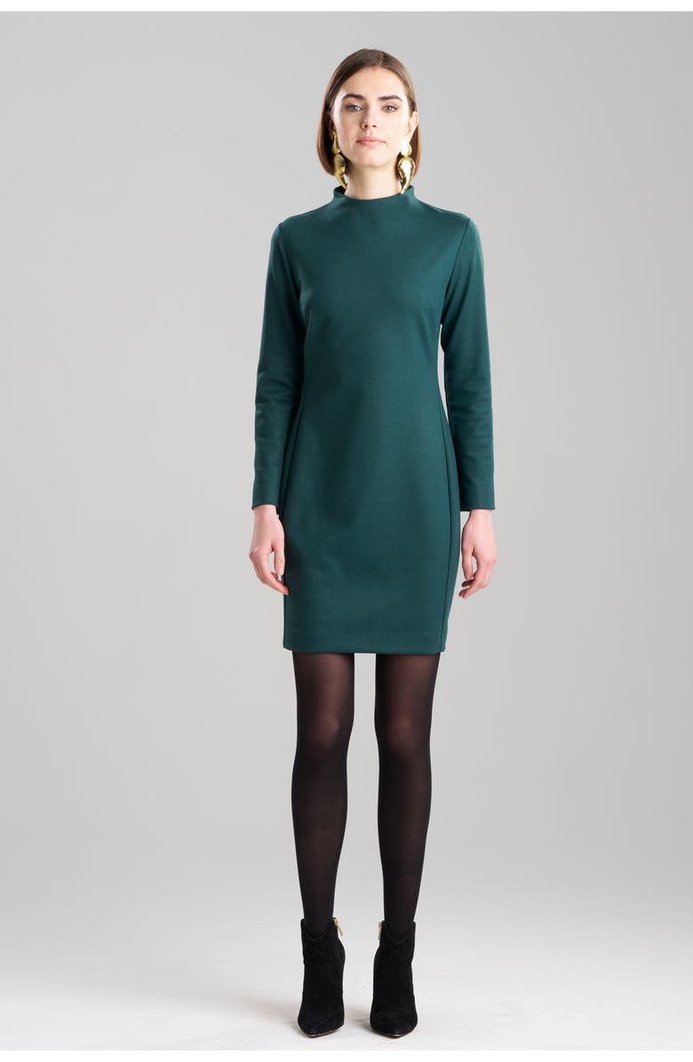 Natori Double Jersey Mock Neck Sheath Dress, Main, color, Bottle Green