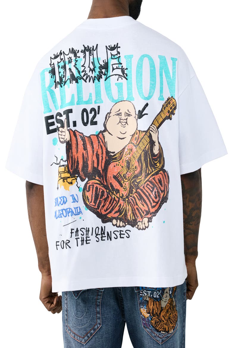 Concert Buddha Oversized Cotton Graphic T-Shirt, Alternate, color, OPTIC WHITE
