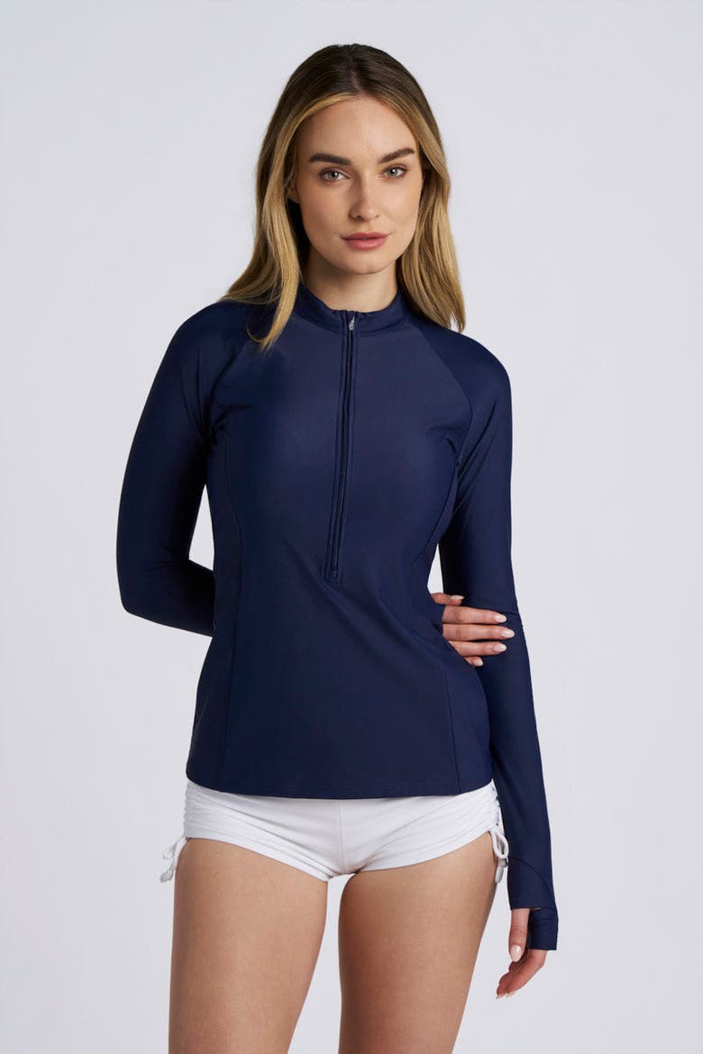 Women's Escalante Zip Rash Guard, UPF 50+ Sun Protection, Alternate, color, Navy