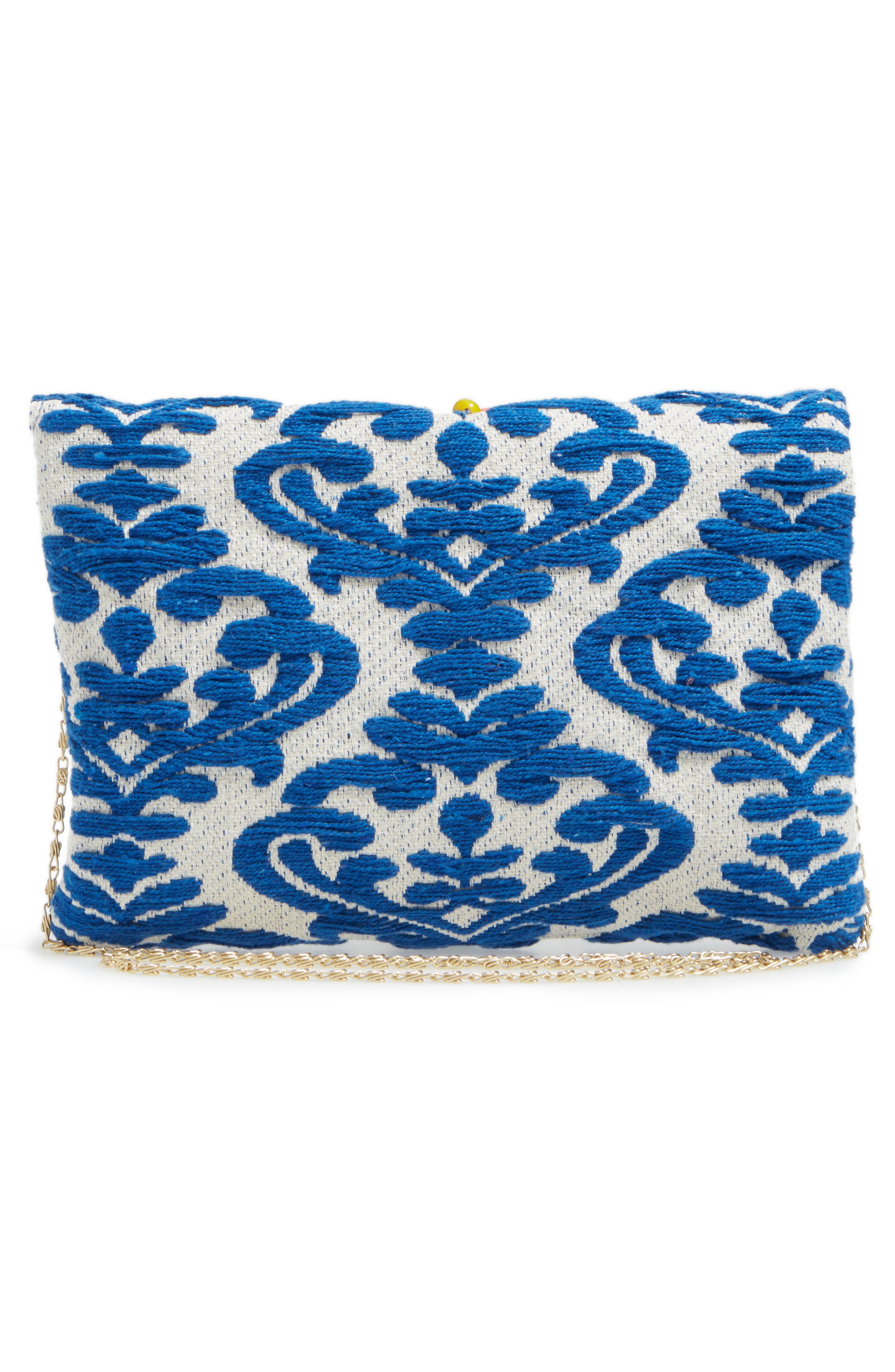 STEVEN by Steve Madden Beaded & Embroidered Clutch, Alternate, color, 