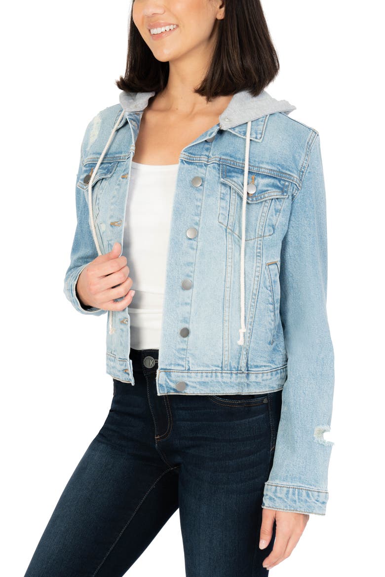 Julia Denim Jacket with Removable Hood, Alternate, color, ELECTRIFY