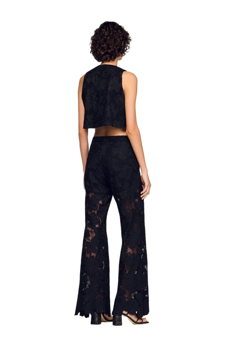 SANDRO Guipure lace trousers, Alternate, color, Black