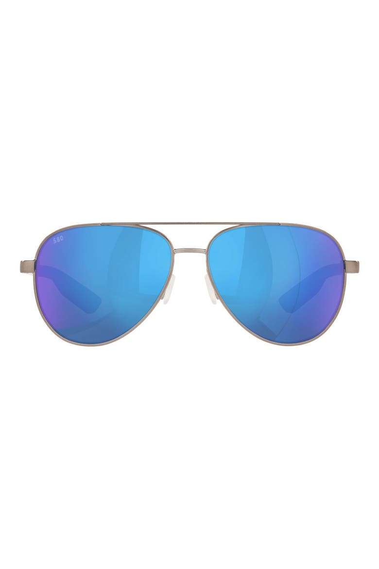 57mm Peli Polarized Mirrored Pilot Sunglasses, Main, color, GUNMETAL / BLUE MIRROR 580G